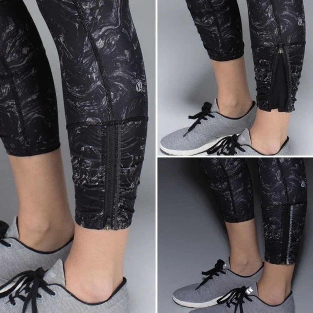 Lululemon Runday Crop Full-On Luxtreme Arsenal Ambient Grey Black Women’s Size 6